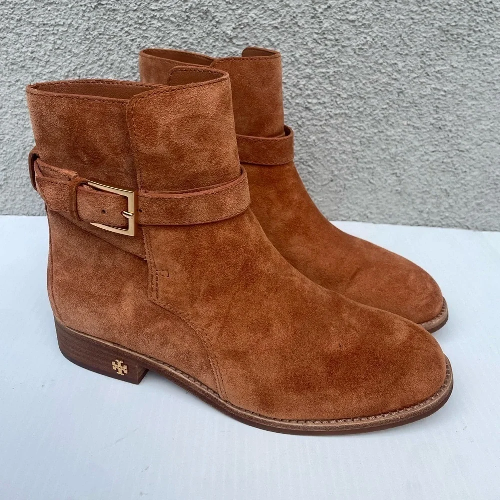 Tory Burch Brooke Ankle Suede Buckle Boot
